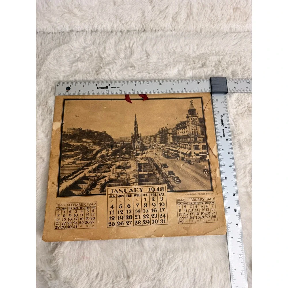 Vintage 1948 Valentines Bonnie Scotland Calendar 12 Month Edinburgh Skye Arran
